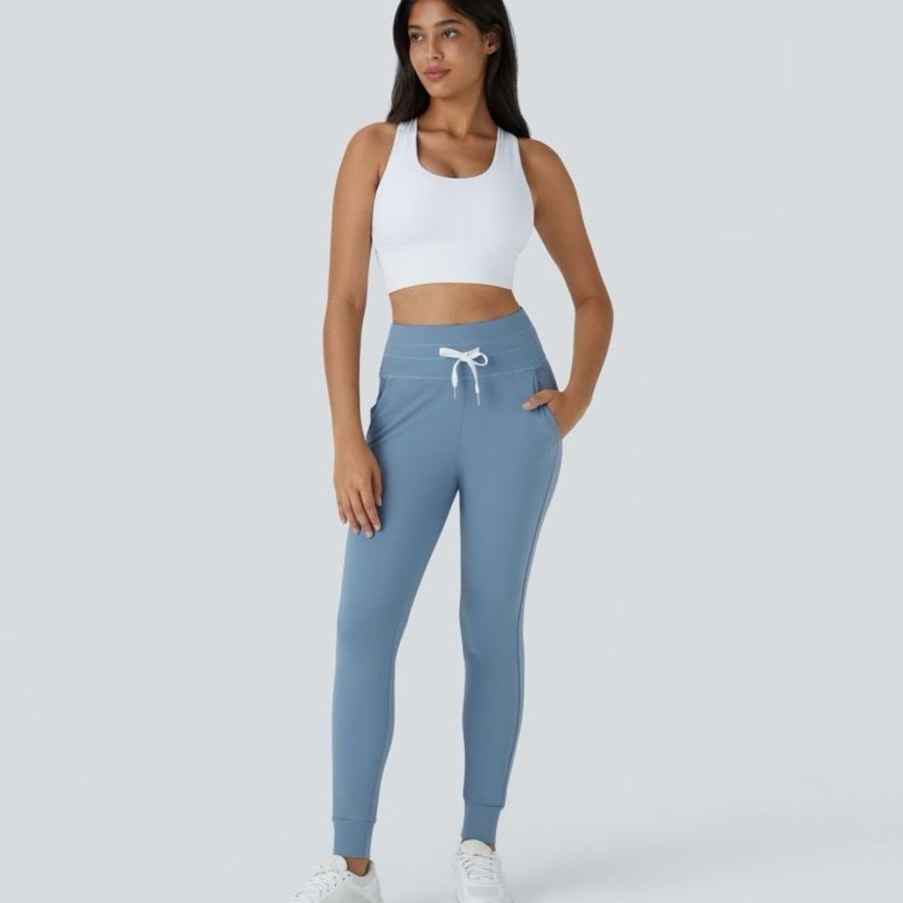 Halara SoftlyZero Plush High Waisted Drawstring Pocket Plain Full Length